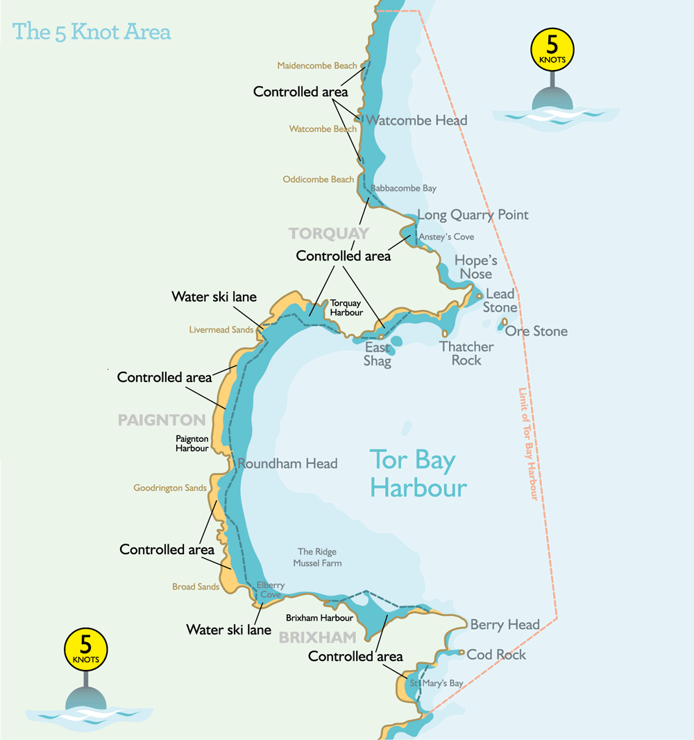 Marker Buoys and Active Water Ski Lanes in Tor Bay